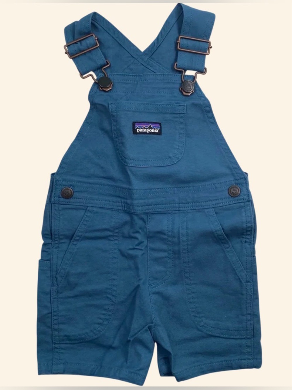 NWOT Patagonia Stand Up Shortalls Overalls Shorts Khaki Sz 18M blue